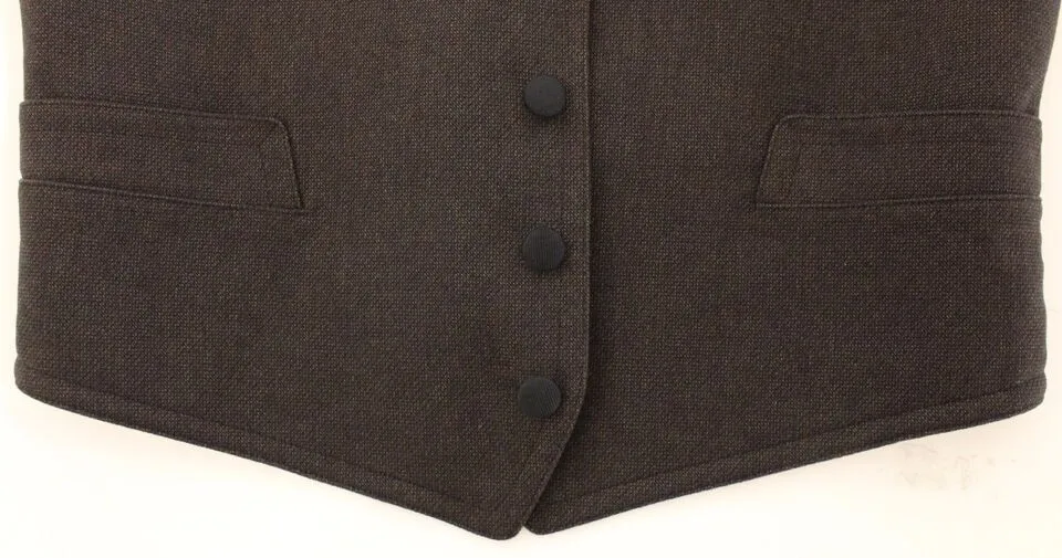 Elegant Brown Cotton Blend Dress Vest sold by Louxly product image thumbnail 4