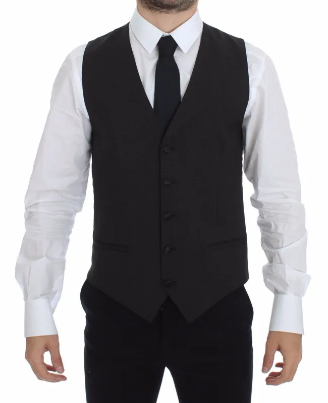 Classic Gray Wool Blend Dress Vest sold by Louxly