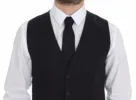 Elegant Blue Cotton Stretch Dress Vest sold by Louxly
