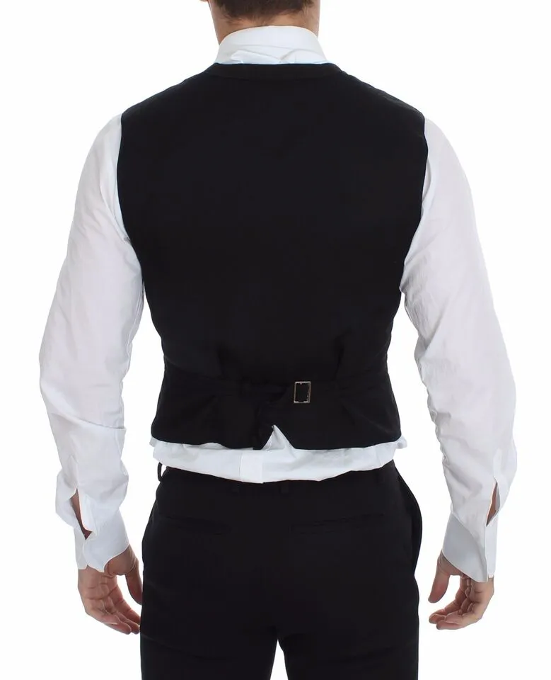 Elegant Black Cotton Blend Dress Vest sold by Louxly product image thumbnail 3