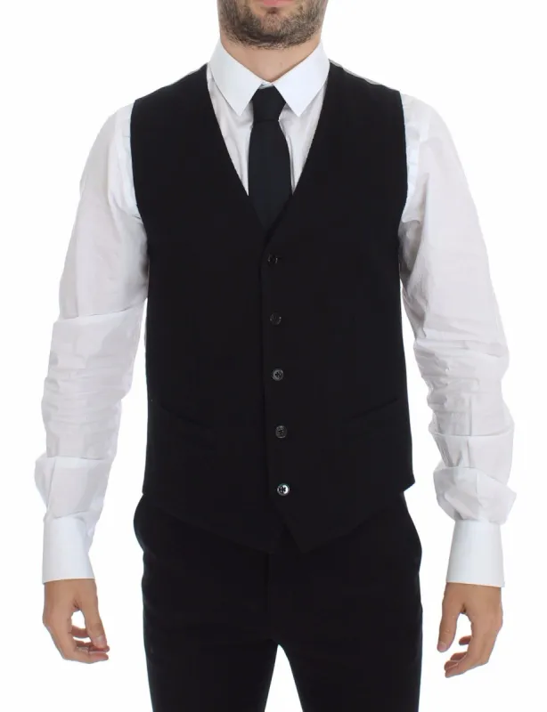 Elegant Black Silk Dress Vest sold by Louxly