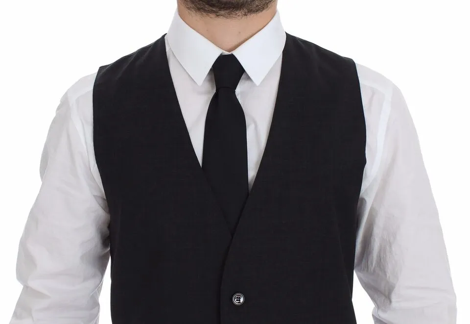 Sleek Gray Wool Dress Vest sold by Louxly product image thumbnail 2