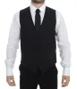 Elegant Silk-Wool Black Dress Vest sold by Louxly