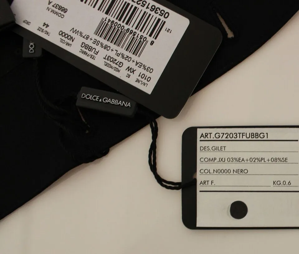 Elegant Silk-Wool Black Dress Vest sold by Louxly product image thumbnail 5