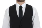 Elegant Silk-Wool Black Dress Vest sold by Louxly