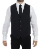 Elegant Gray Striped Wool-Silk Dress Vest sold by Louxly