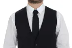 Elegant Gray Striped Wool-Silk Dress Vest sold by Louxly