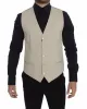Elegant Beige Cotton Blend Dress Vest sold by Louxly