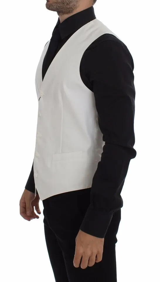 Elegant White Cotton Silk Dress Vest sold by Louxly product image thumbnail 4