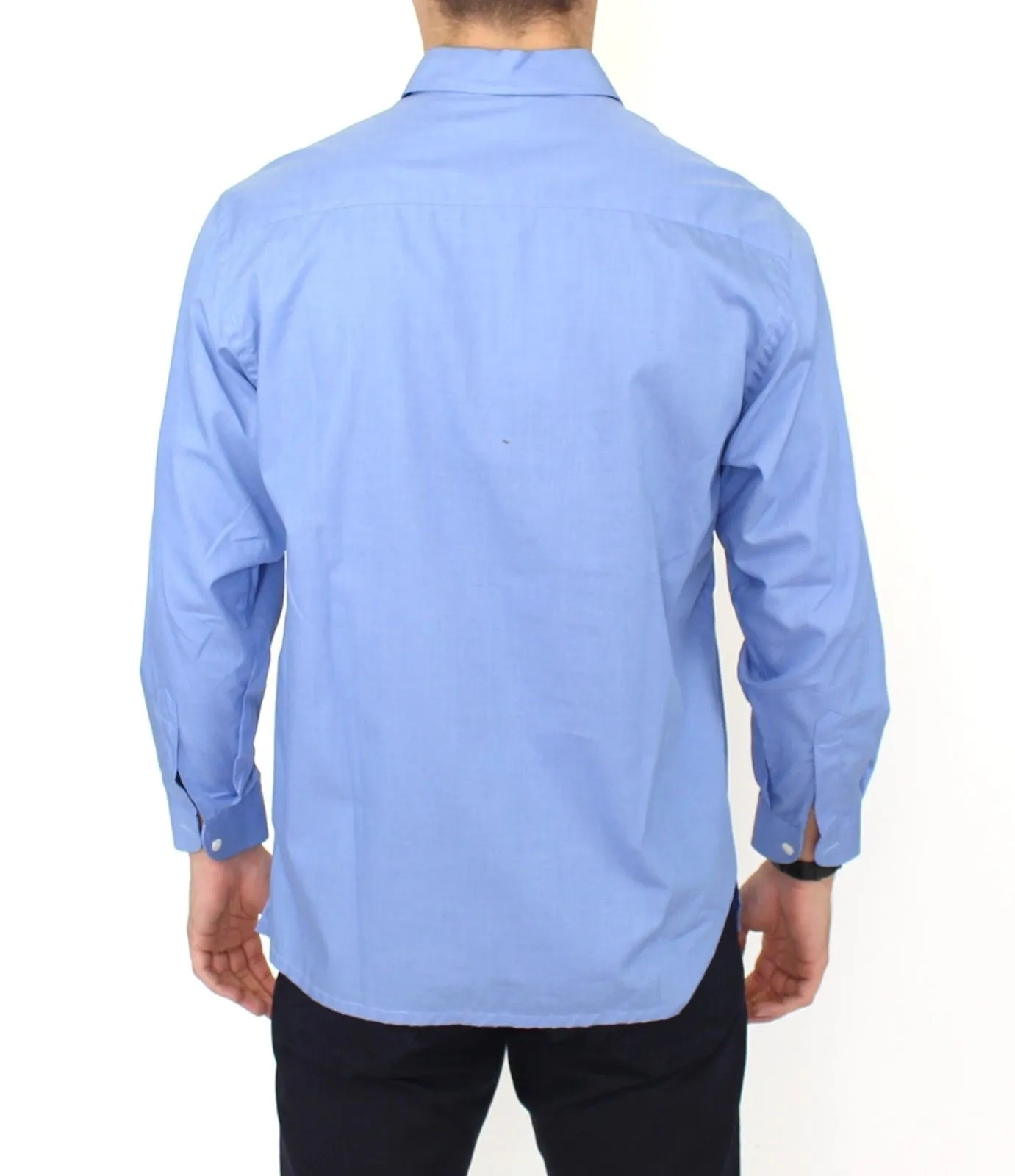 Dapper Blue Cotton Dress Shirt for Men sold by Louxly product image thumbnail 3