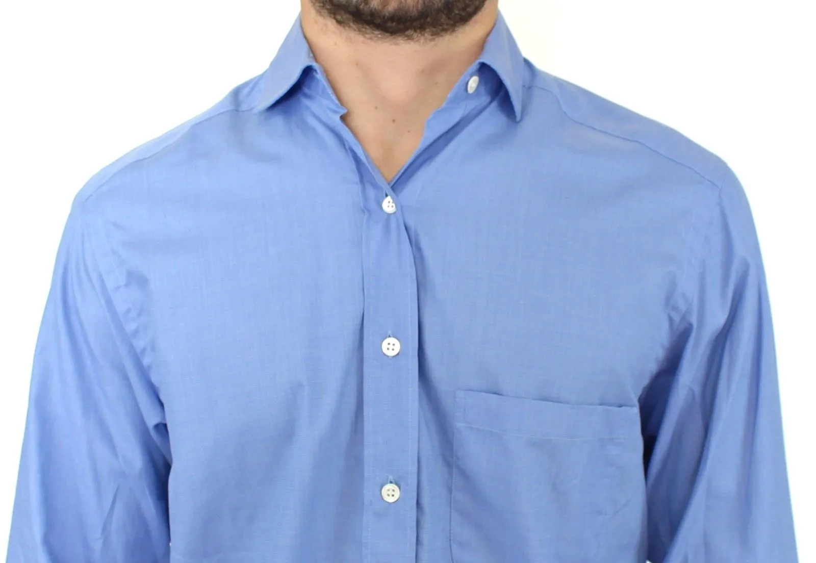 Dapper Blue Cotton Dress Shirt for Men sold by Louxly product image thumbnail 5