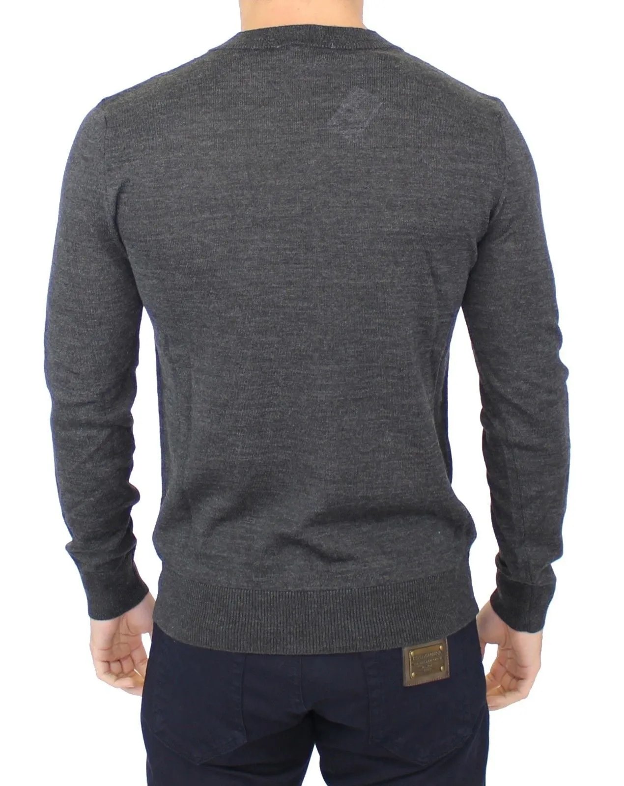 Chic Gray V-Neck Wool Blend Pullover Sweater sold by Louxly product image thumbnail 3