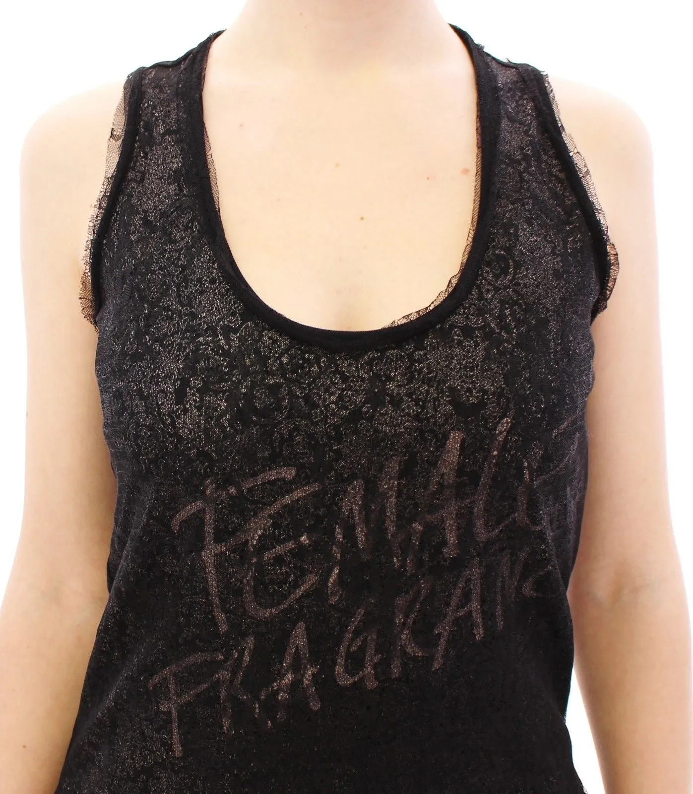 Black Nylon Lace Detail Mini Dress sold by Louxly product image thumbnail 4