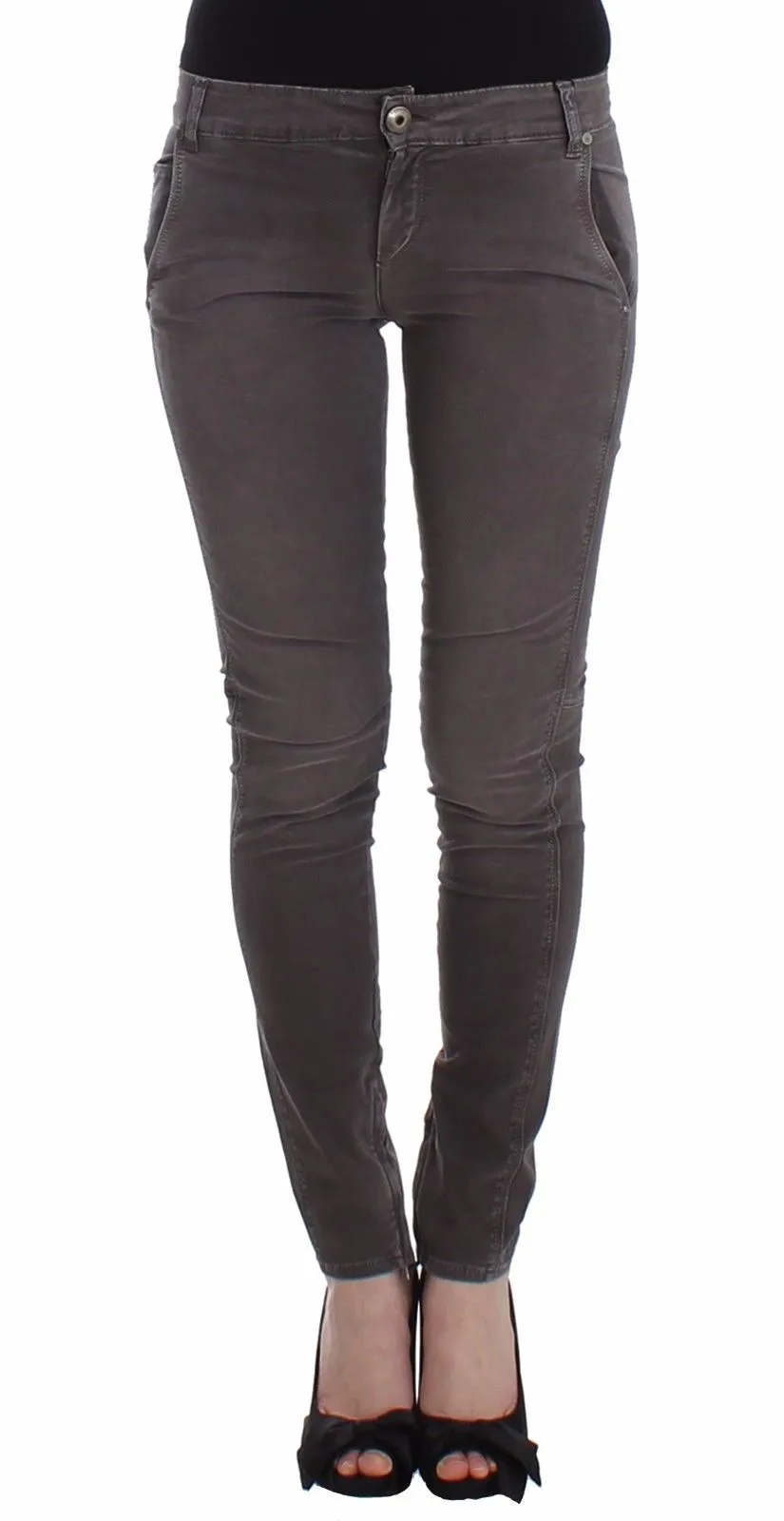 Chic Gray Slim Leg Jeans - Elegance Meets Comfort sold by Louxly
