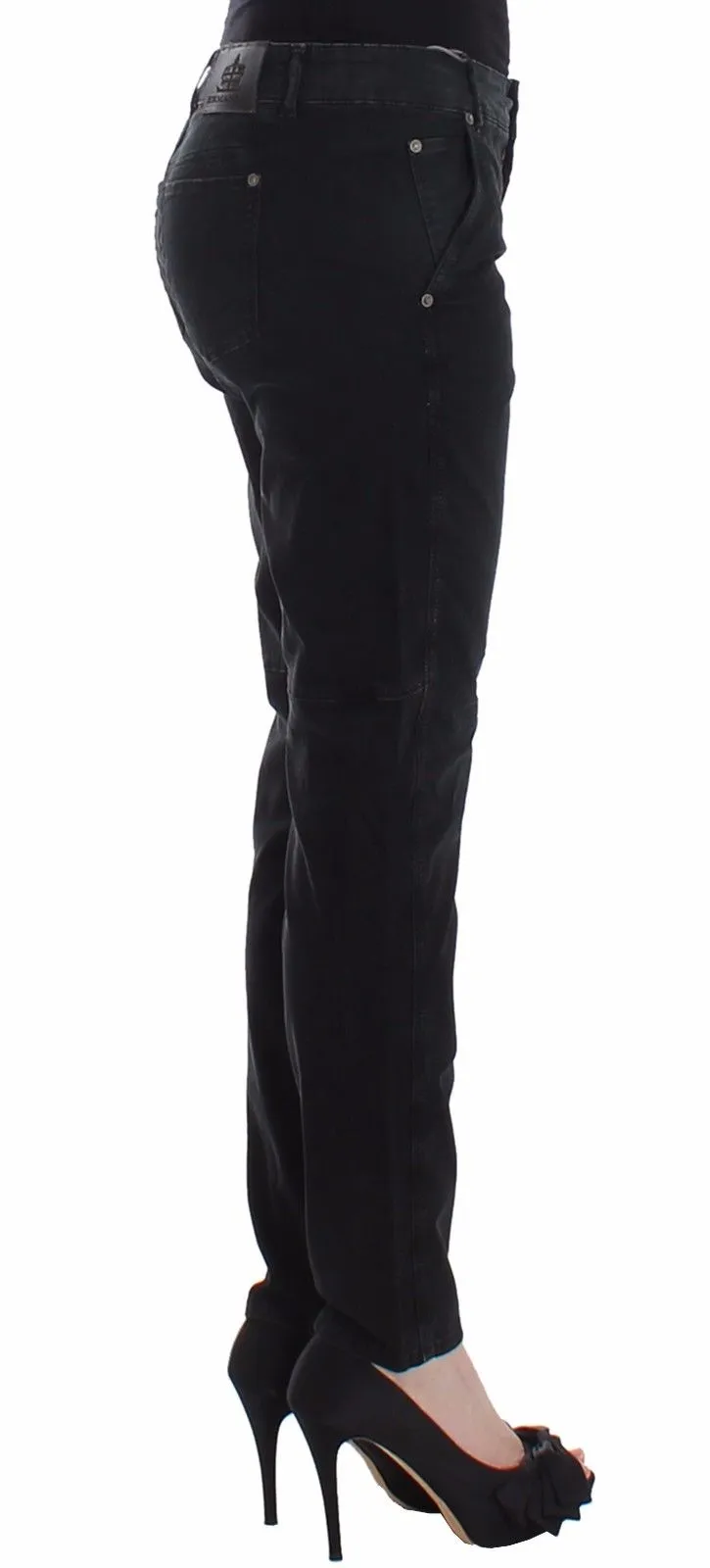 Sleek Black Slim Leg Designer Jeans sold by Louxly product image thumbnail 4