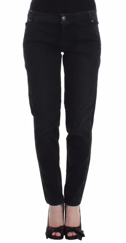 Sleek Black Slim Leg Designer Jeans sold by Louxly