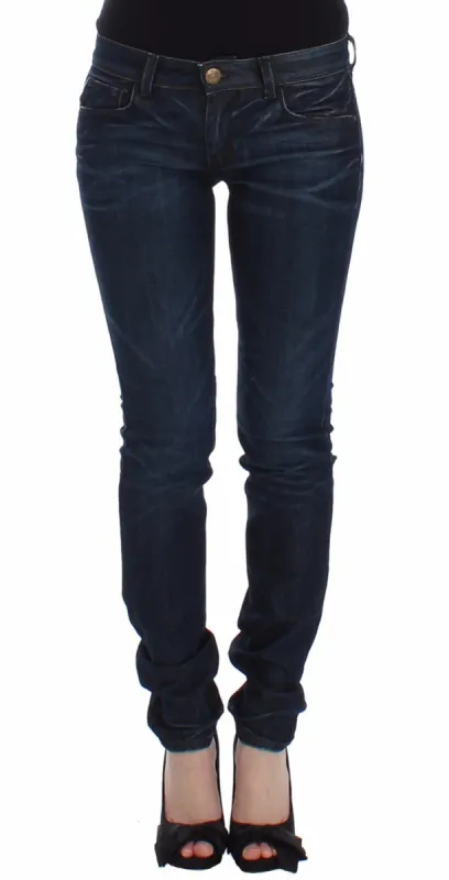 Ermanno Scervino Chic Dark Blue Skinny Jeans sold by Louxly