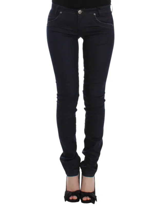 Chic Dark Blue Slim Jeans for Elegant Style sold by Louxly