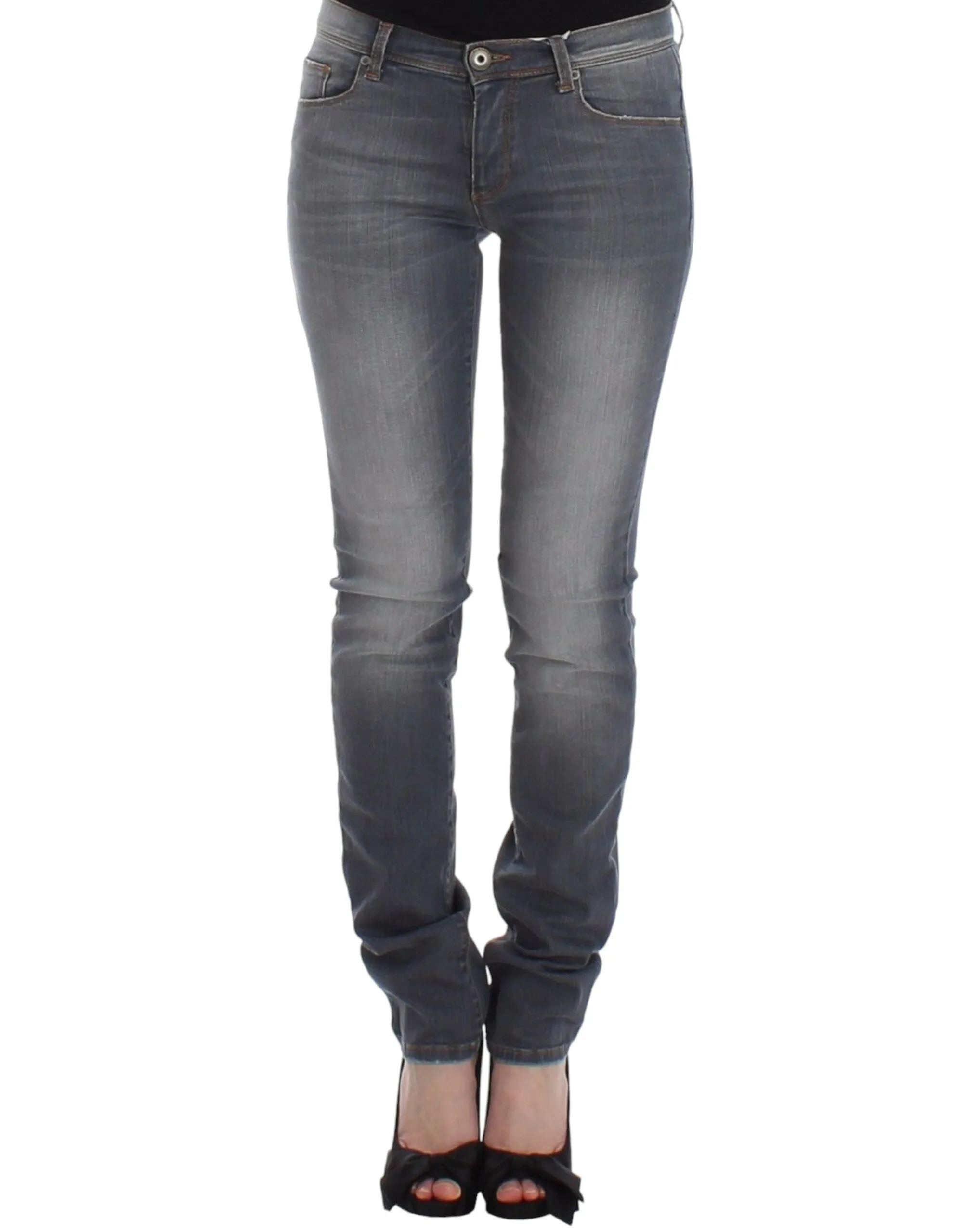 Chic Gray Slim-Fit Skinny Jeans sold by Louxly