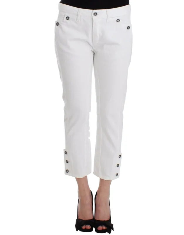 Chic White Cropped Jeans for Sophisticated Style made by Ermanno Scervino