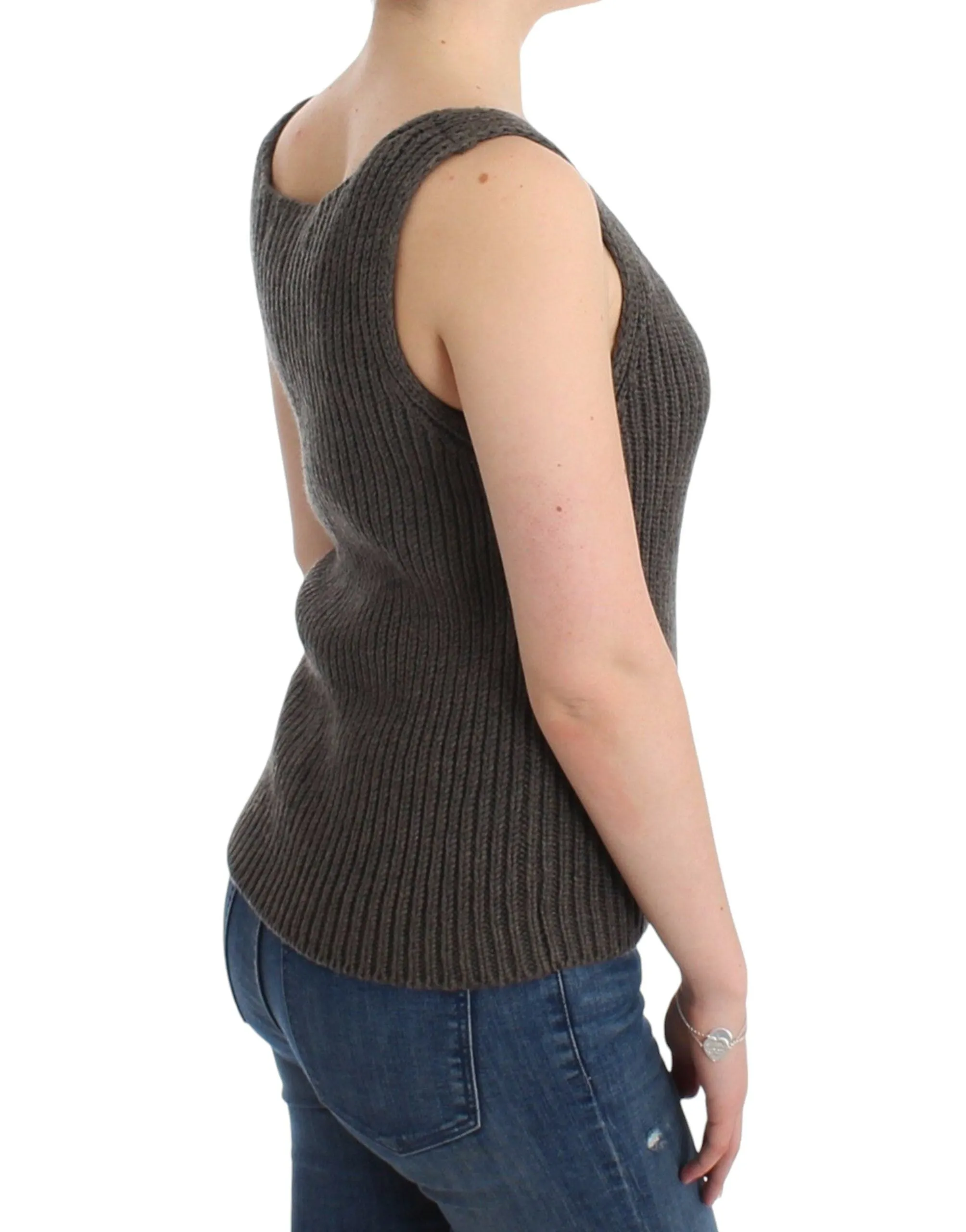 Chic Gray Knit Crew Neck Top sold by Louxly product image thumbnail 4