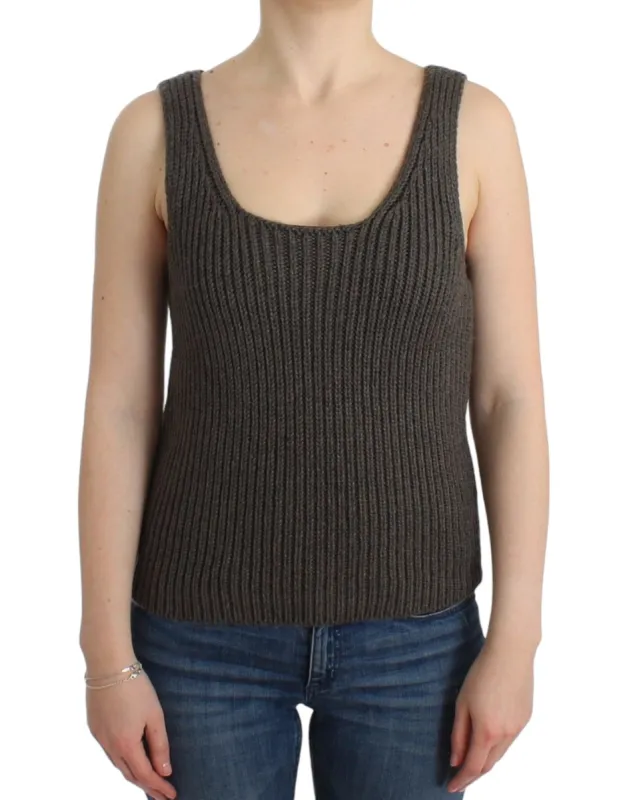 Chic Gray Knit Crew Neck Top sold by Louxly