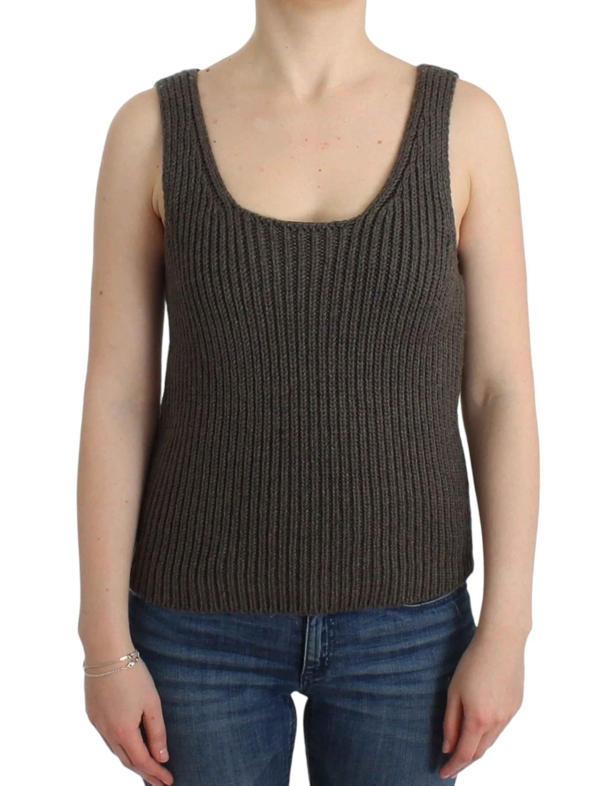 Chic Gray Knit Crew Neck Top sold by Louxly