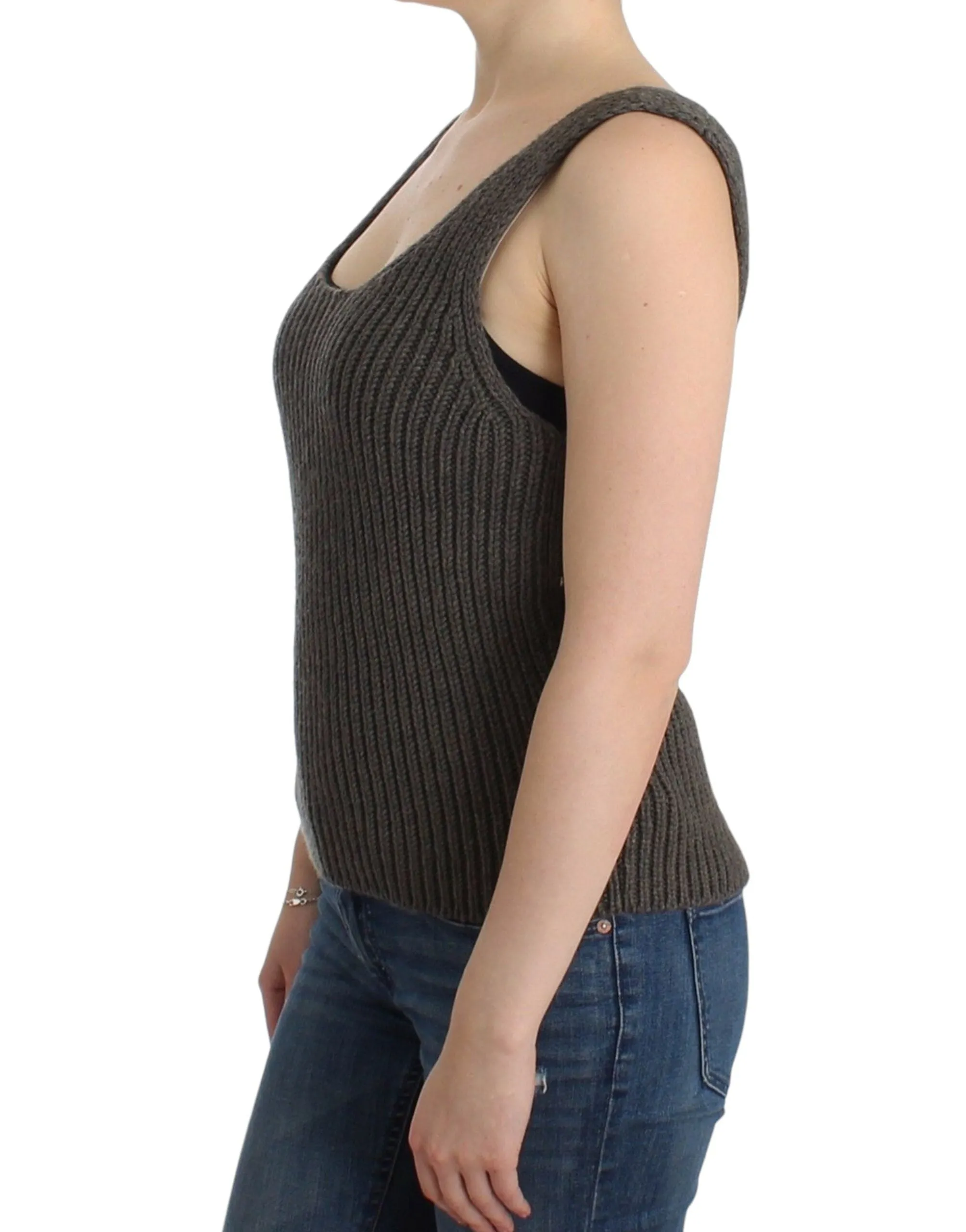 Chic Gray Knit Crew Neck Top sold by Louxly product image thumbnail 2