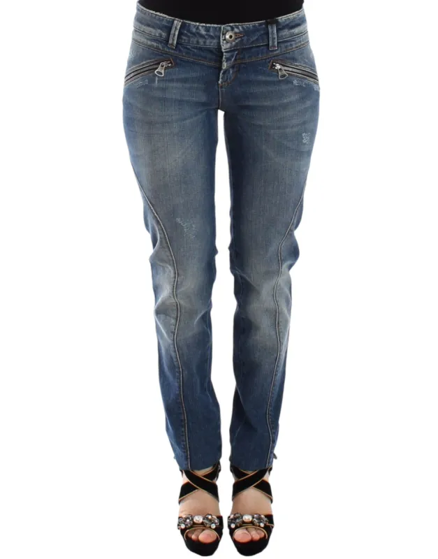 Chic Slim-Fit Blue Denim Jeans sold by Louxly