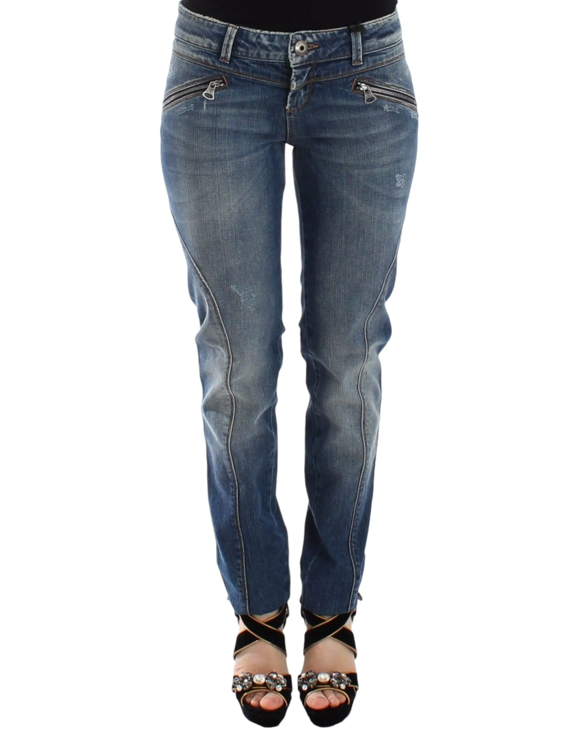 Chic Slim-Fit Blue Denim Jeans sold by Louxly
