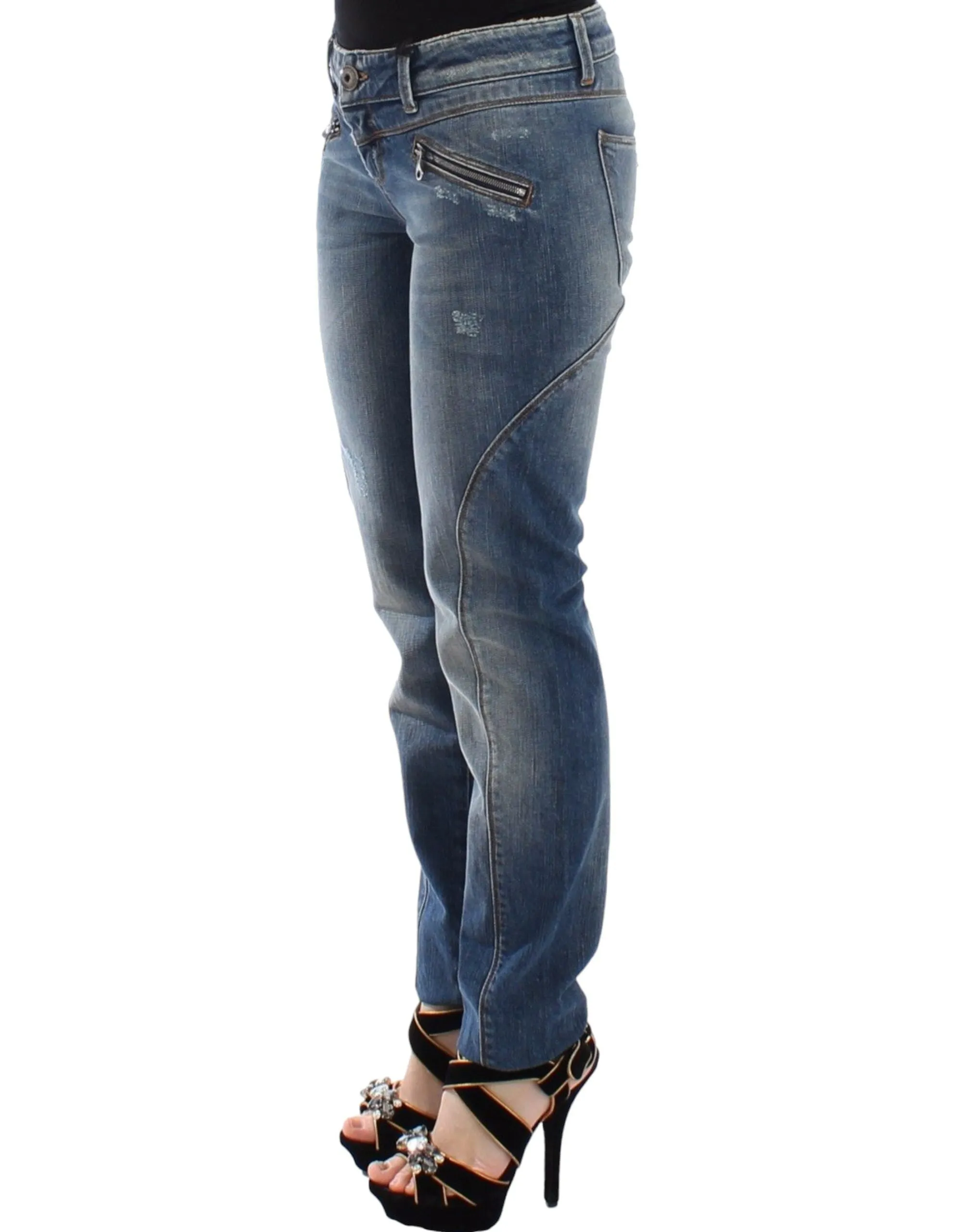 Chic Slim-Fit Blue Denim Jeans sold by Louxly product image thumbnail 2