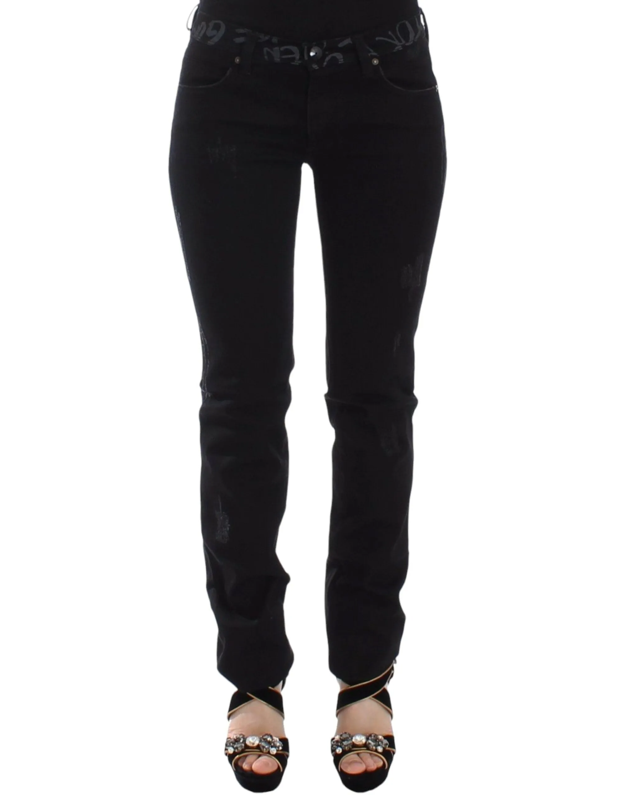 Chic Black Skinny Statement Jeans sold by Louxly