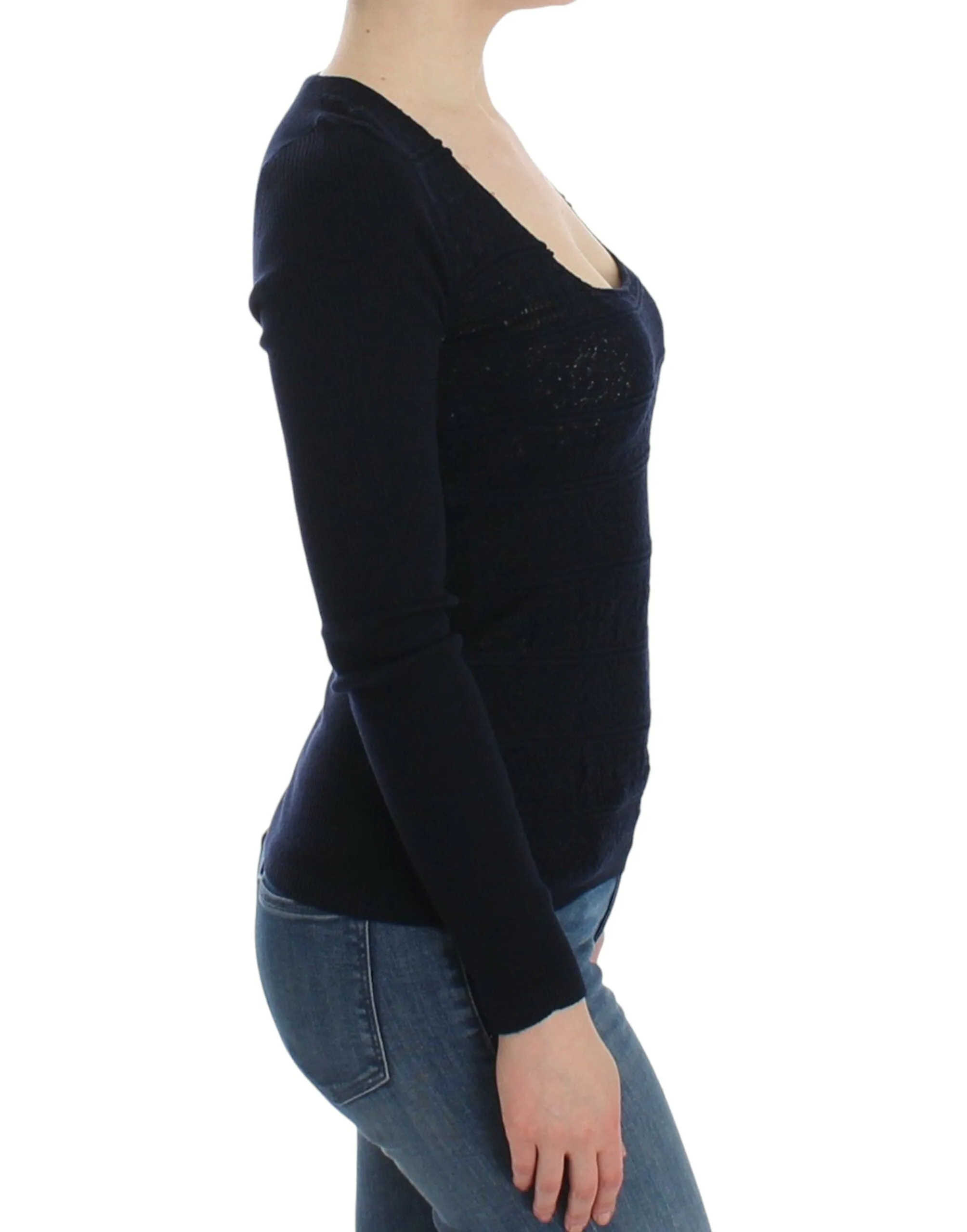 Chic Blue Wool Blend Sweater sold by Louxly product image thumbnail 4