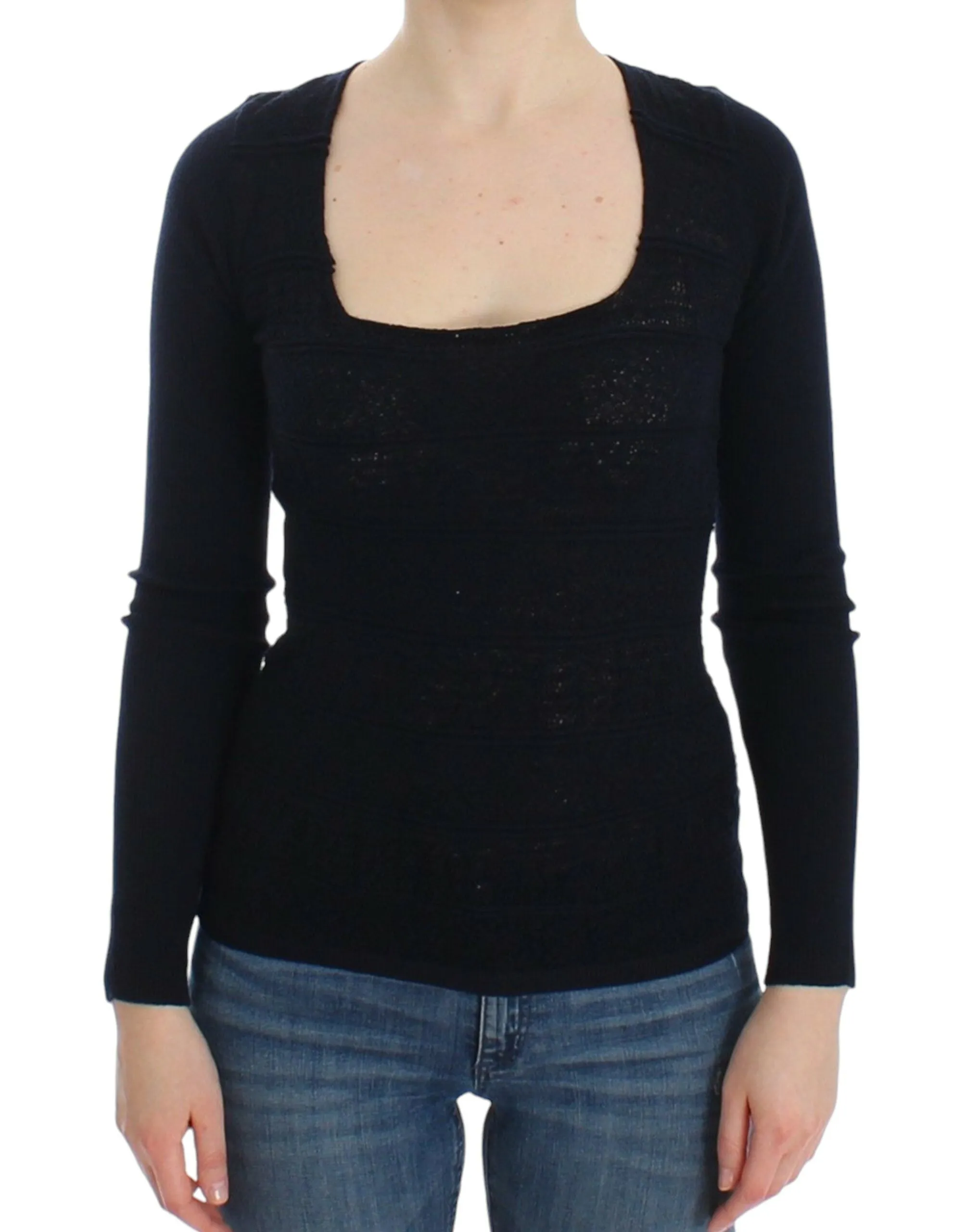 Chic Blue Wool Blend Sweater sold by Louxly