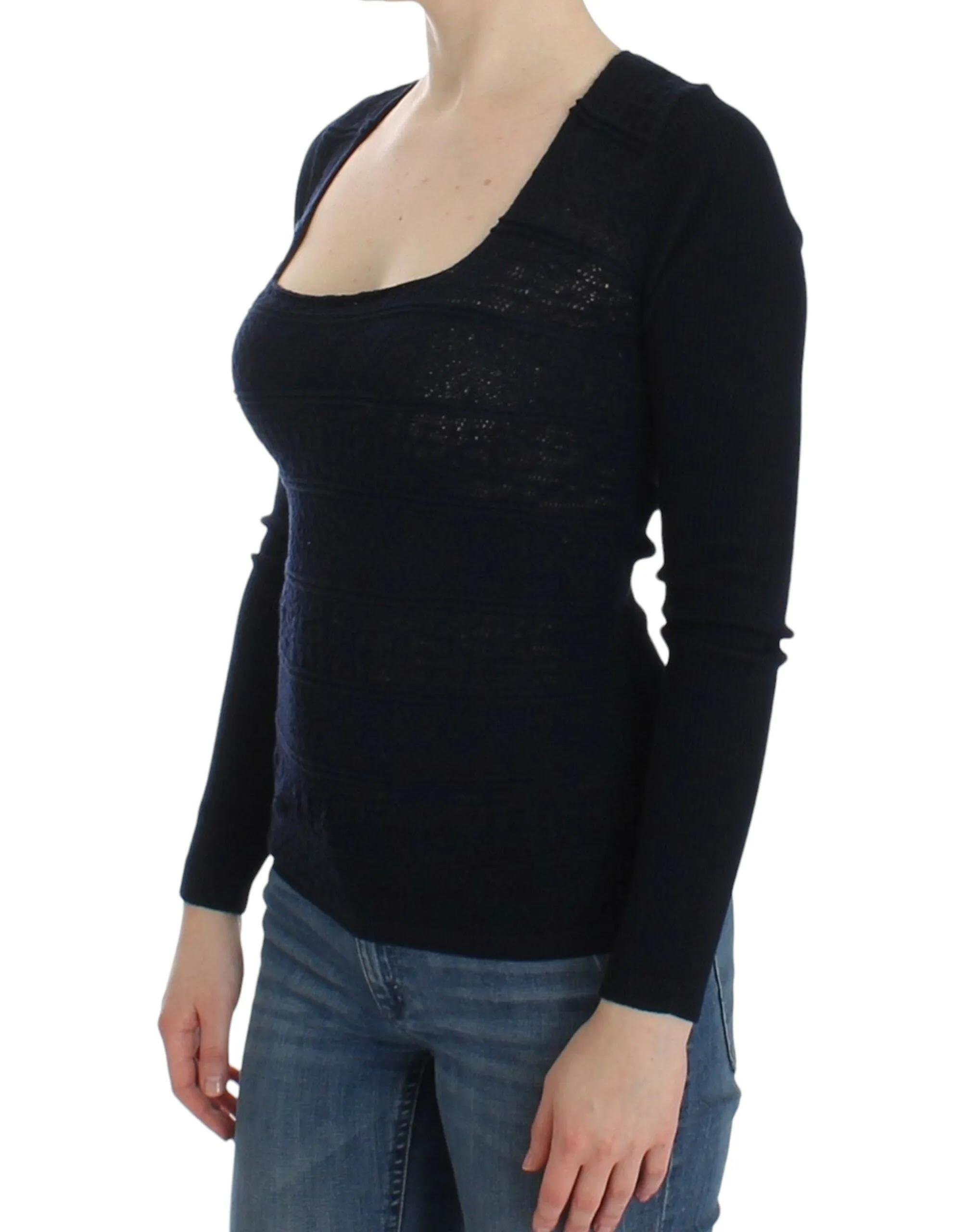 Chic Blue Wool Blend Sweater sold by Louxly product image thumbnail 2