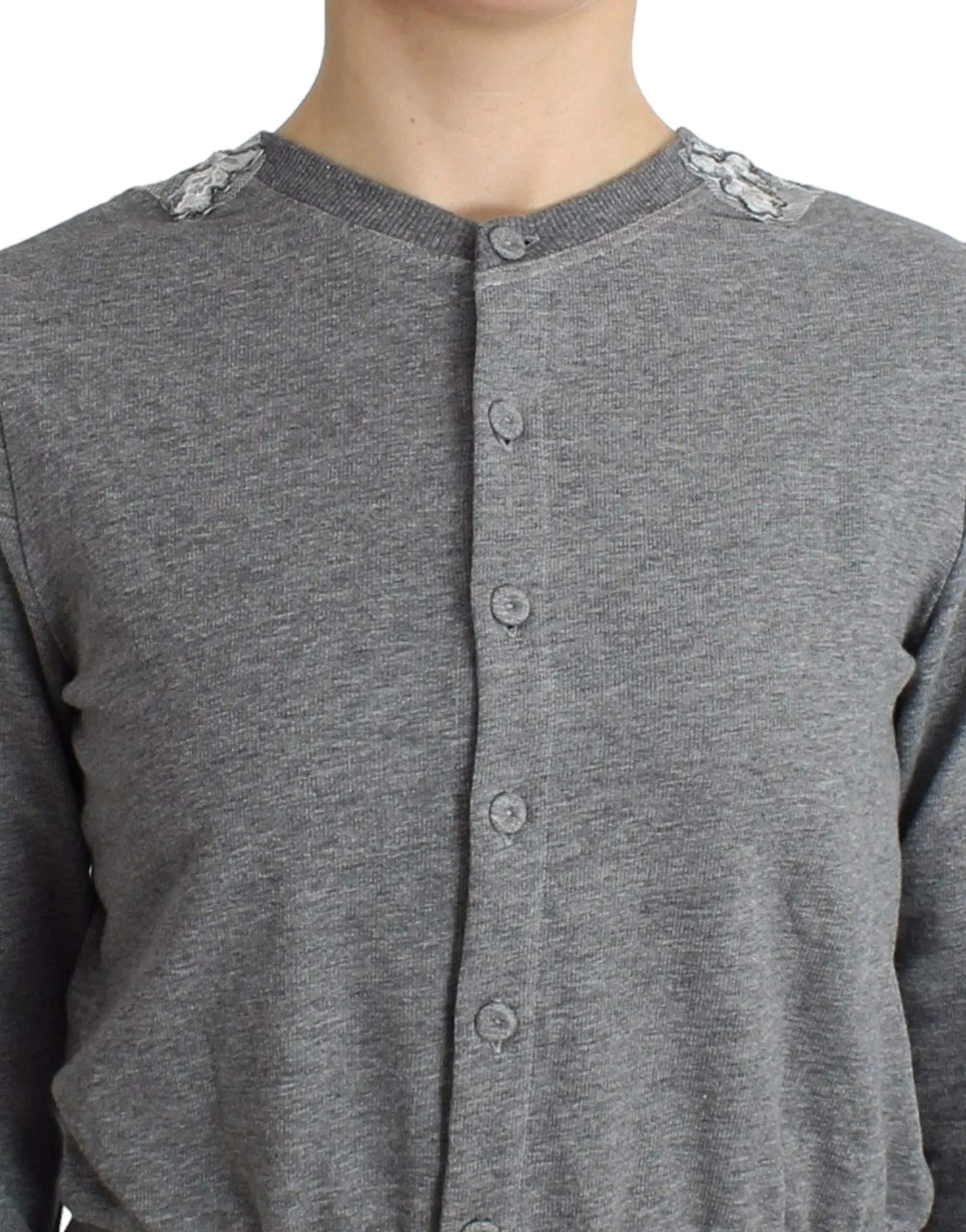 Chic Gray Cotton Blend Short Cardigan sold by Louxly product image thumbnail 5