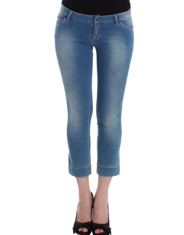 Chic Blue Capri Jeans for Elegant Summers made by Ermanno Scervino