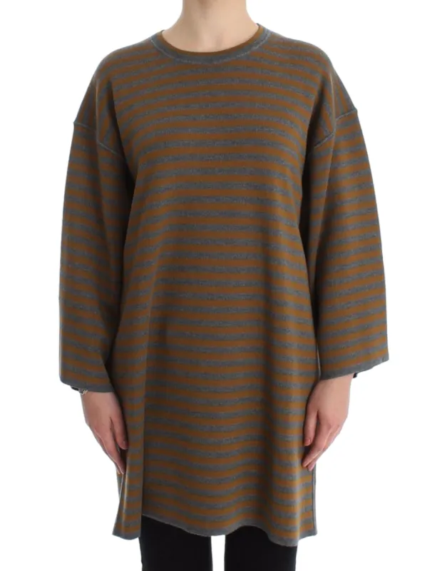 Yellow & Gray Striped Oversized Sweater sold by Louxly