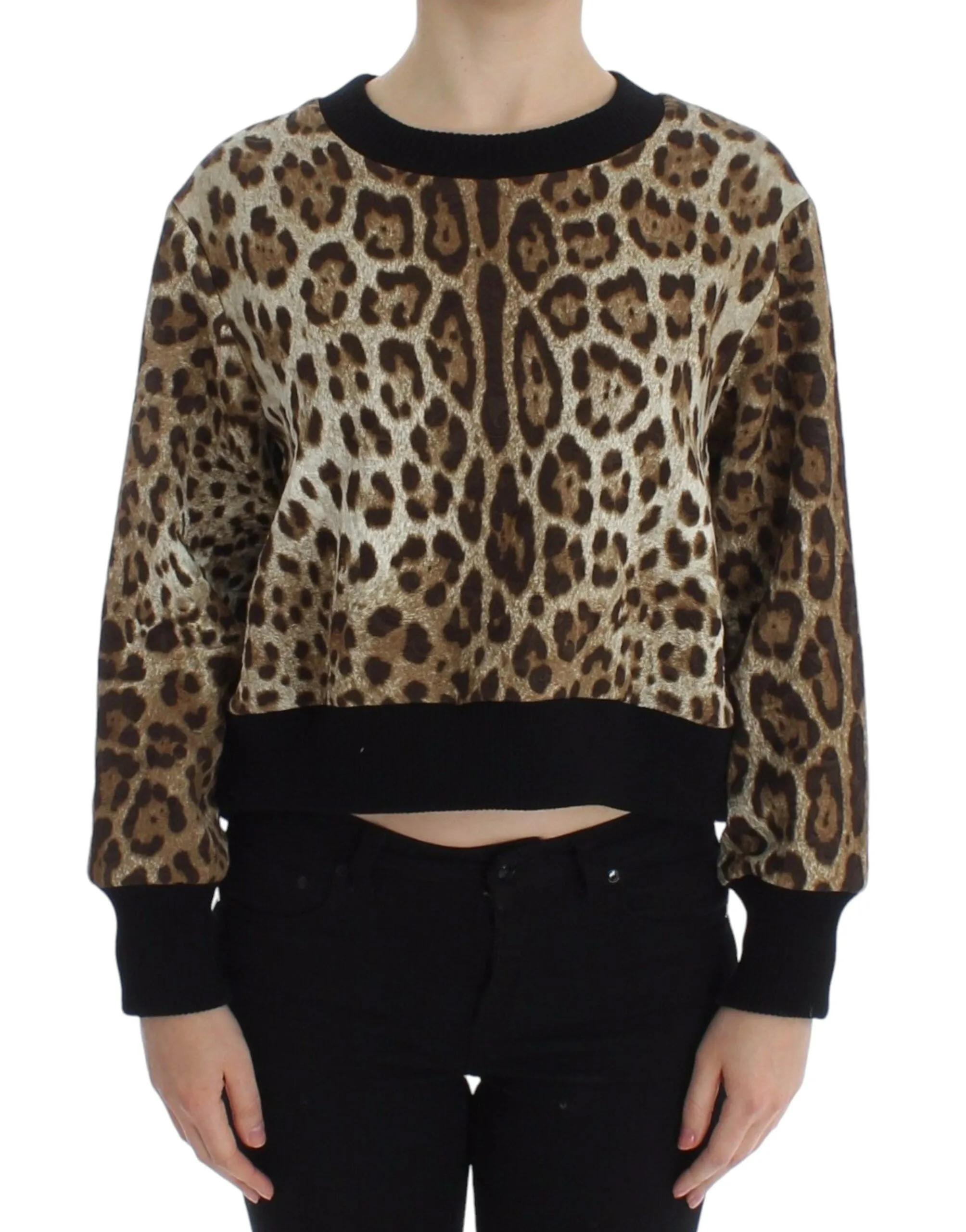 Elegant Leopard Print Short Sweater Top sold by Louxly