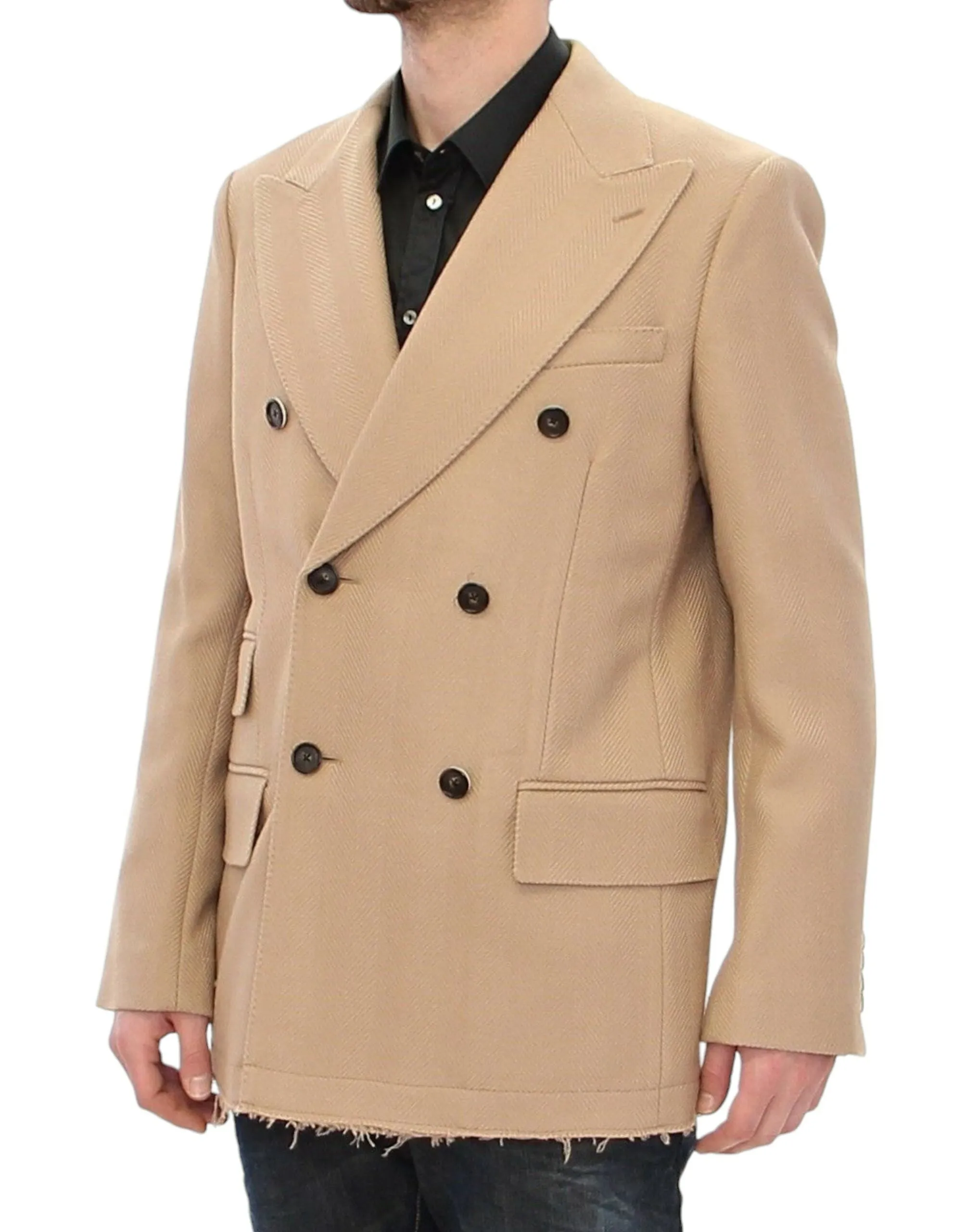 Elegant Beige Formal Wool Coat sold by Louxly product image thumbnail 4