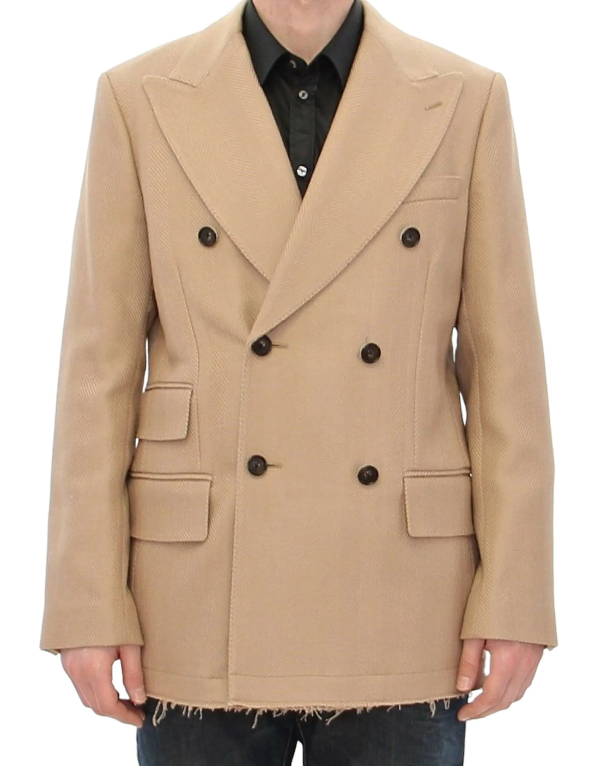 Elegant Beige Formal Wool Coat sold by Louxly product image thumbnail 2