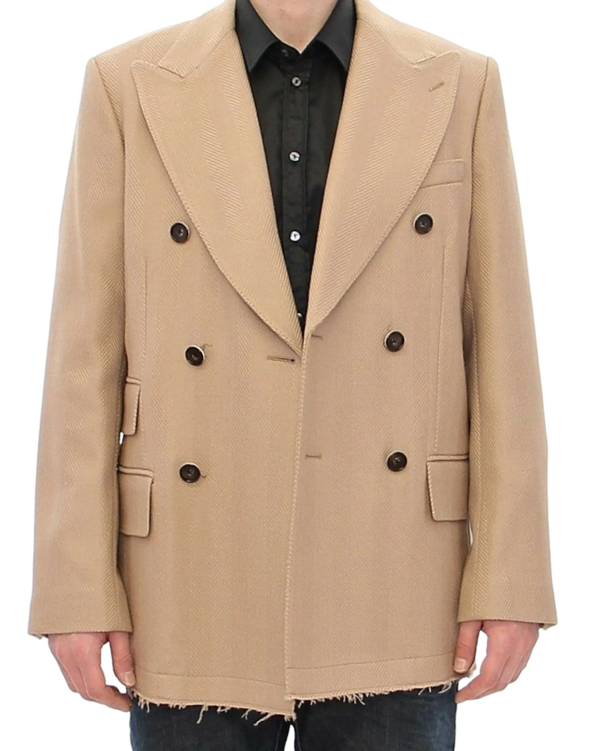 Elegant Beige Formal Wool Coat sold by Louxly product image thumbnail 3