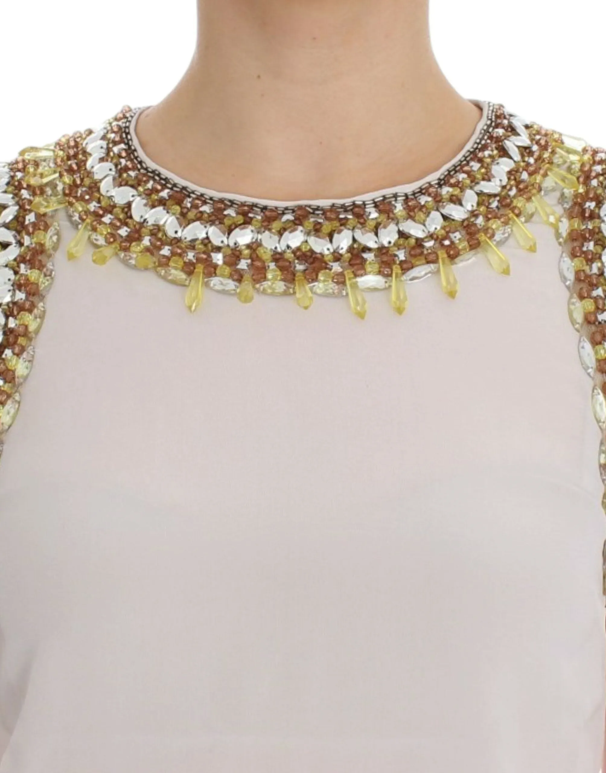 Elegant Sleeveless Silk Blouse with Crystal Embellishment sold by Louxly product image thumbnail 5