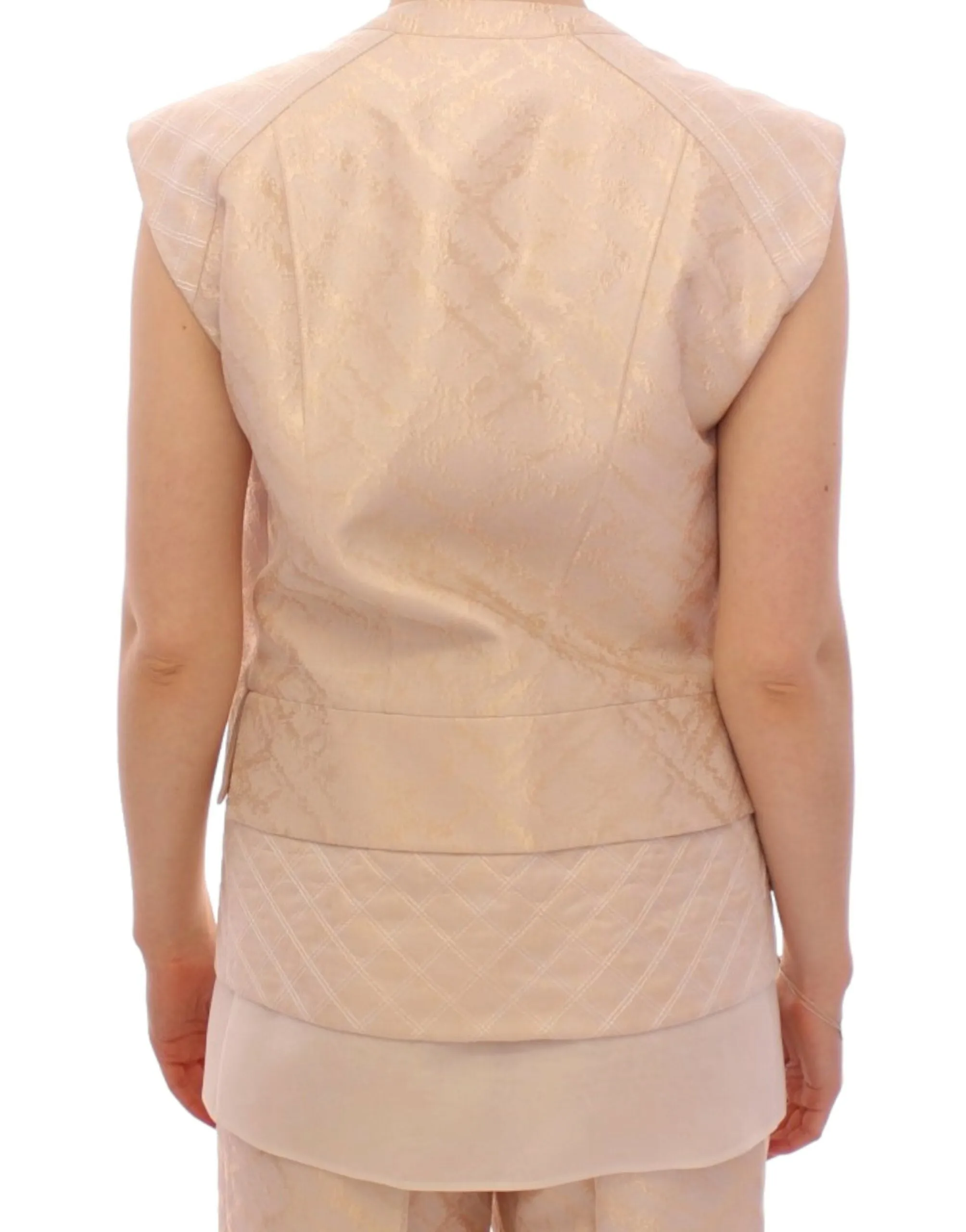 Exquisite Beige Brocade Sleeveless Jacket Vest sold by Louxly product image thumbnail 3