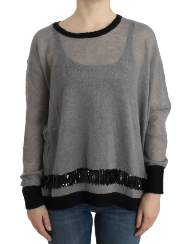 Chic Asymmetric Embellished Knit Sweater sold by Louxly