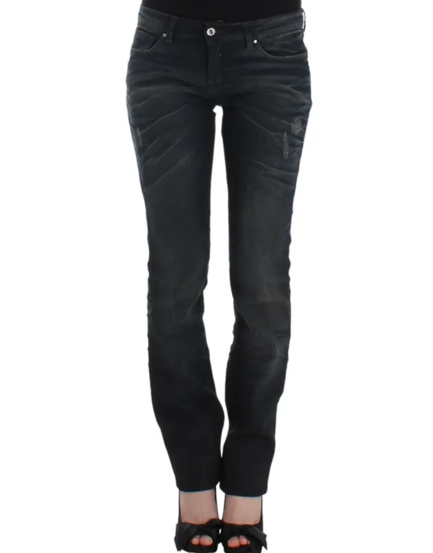 Chic Superskinny Blue Denim Jeans made by Louxly