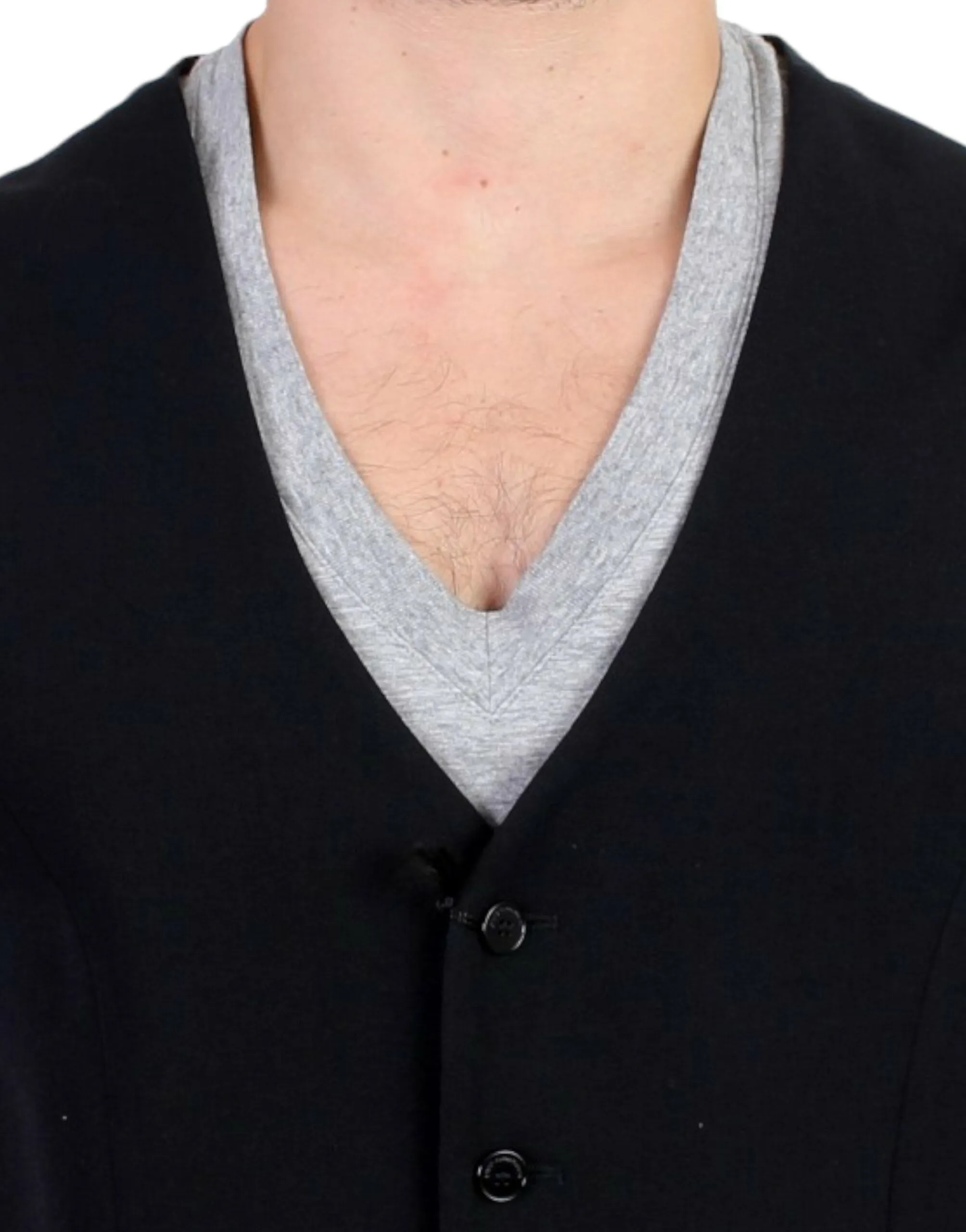 Elegant Black Wool Blend Casual Vest sold by Louxly product image thumbnail 5