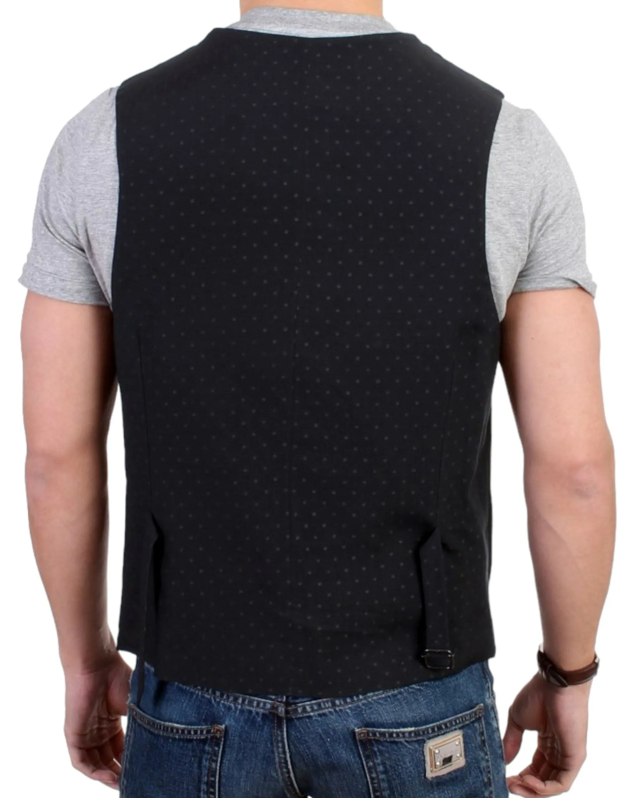 Elegant Black Wool Blend Casual Vest sold by Louxly product image thumbnail 3