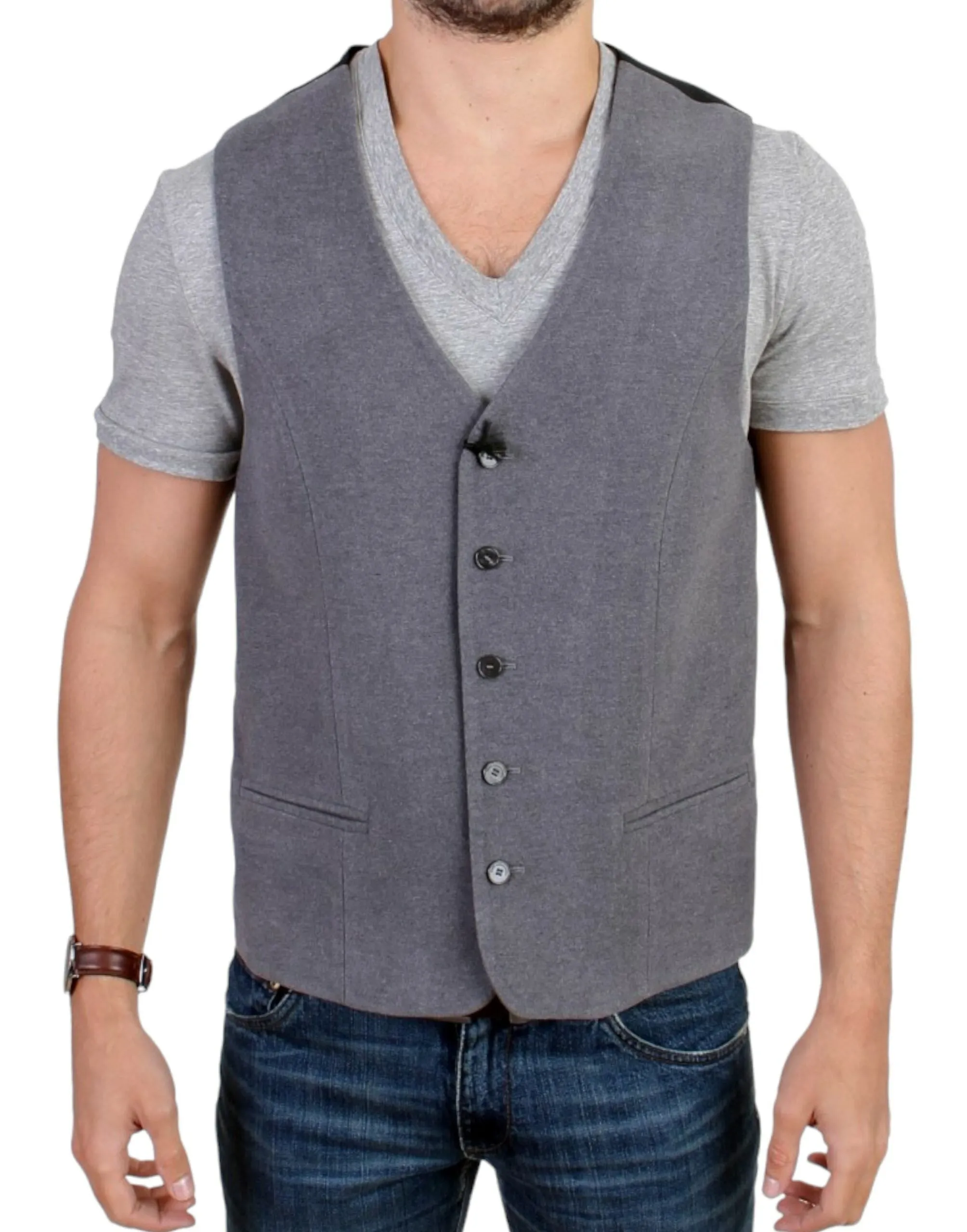 Chic Gray Casual Vest sold by Louxly