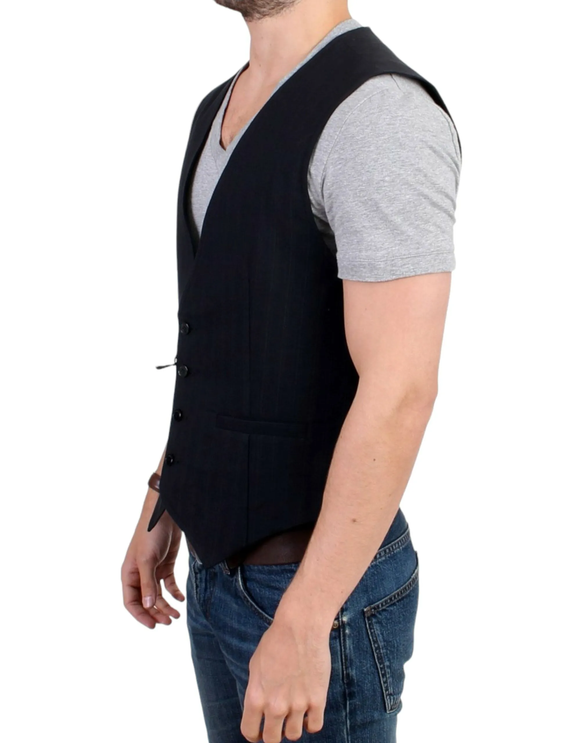 Elegant Striped Casual Vest - Cotton Blend sold by Louxly product image thumbnail 2